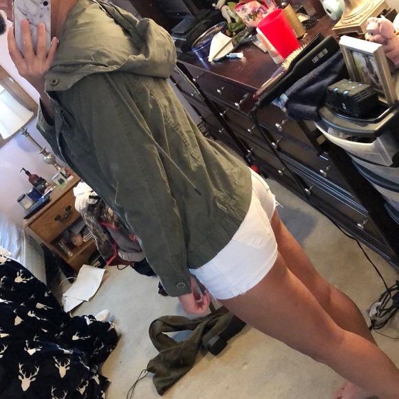 Army green hooded bomber - Picture 2 of 3